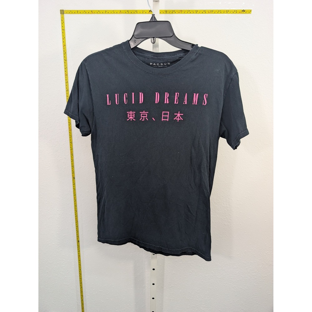 PacSun Lucid Dreams Graphic Tee Black Pink Japanese Text Floral Women Small